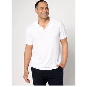 Barefoot Dreams Men's CozyChic Ultra Lite Polo Shirt XL Short Sleeve White